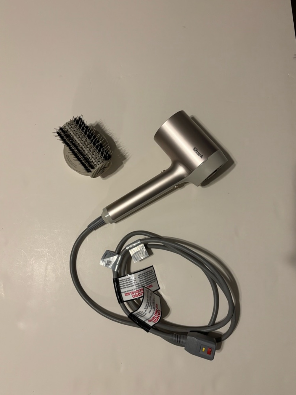 Shark Silver Hair Dryer with Round Styling Brush